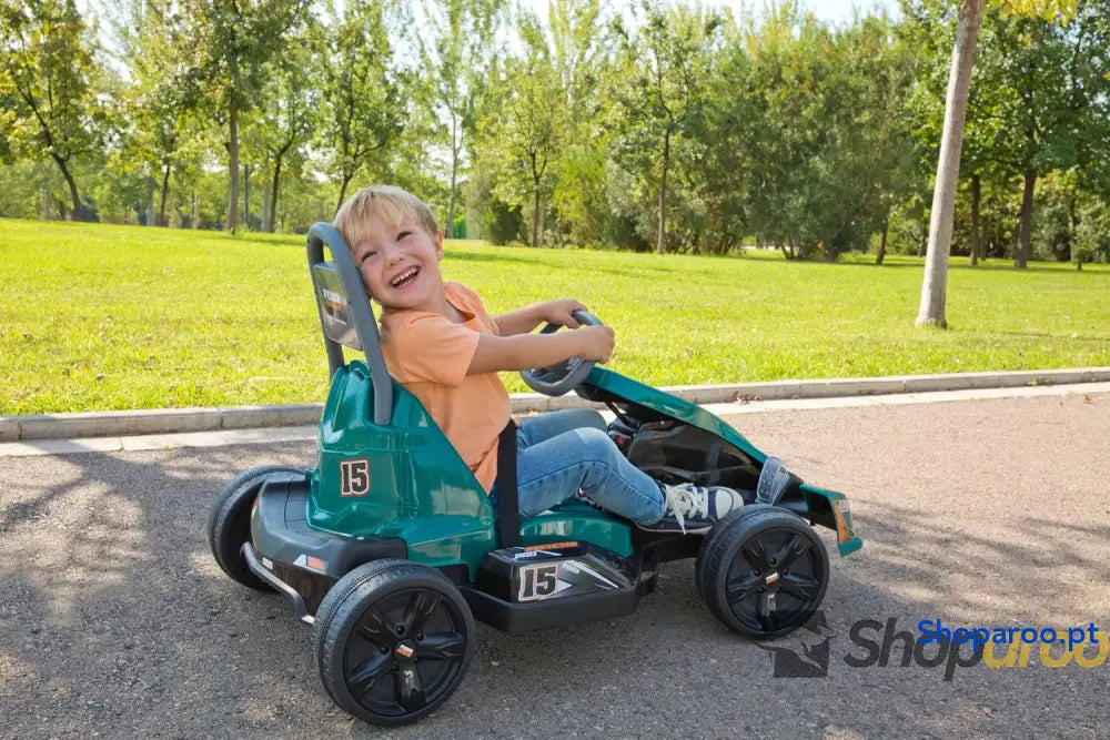 FEBER GO Kart 12 V Carro infantil de fórmula 1 verde estilo desportivo 2 velocidades e entre 3 5 km/h seguro
