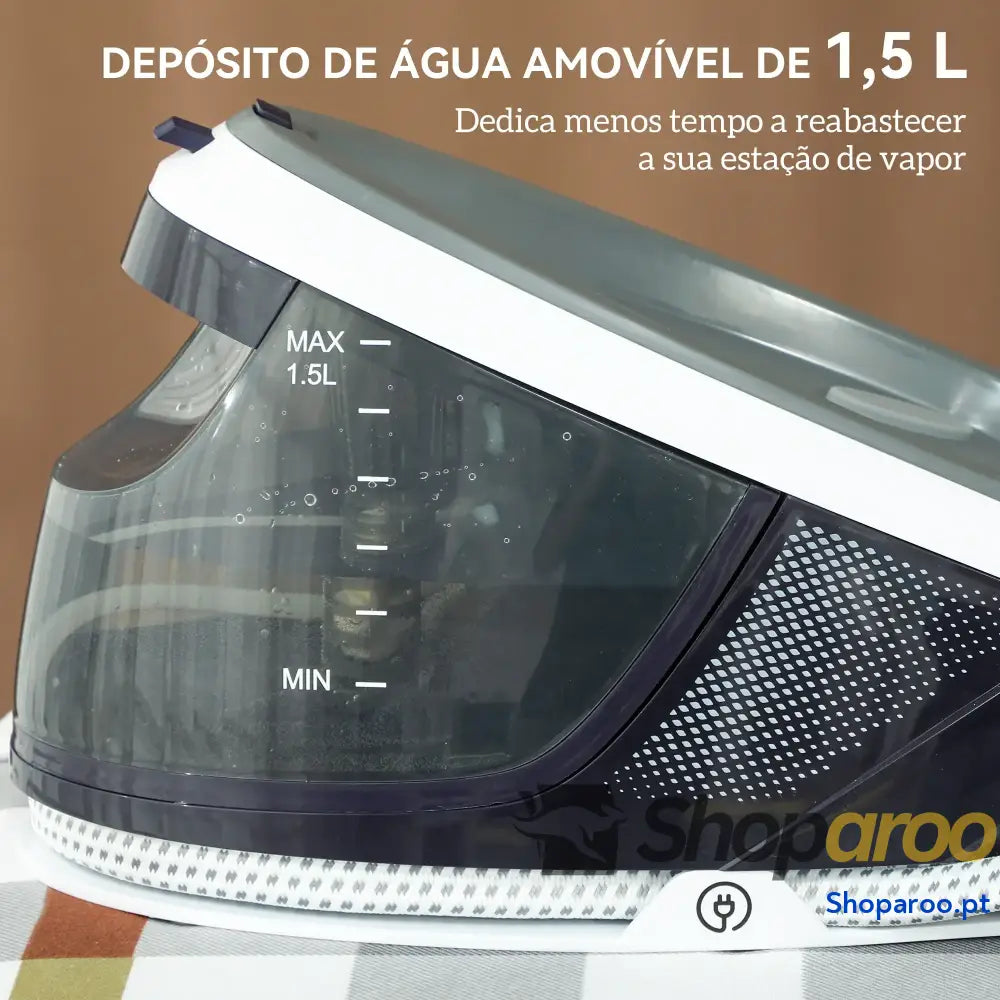 Ferro com Caldeira 2600W Base Cerâmica Depósito 1,5L Azul