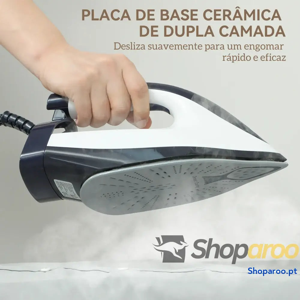 Ferro com caldeira 2800W base cerâmica depósito 2L azul