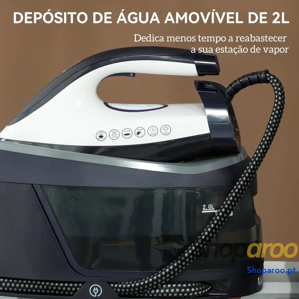 Ferro com caldeira 2800W base cerâmica depósito 2L azul