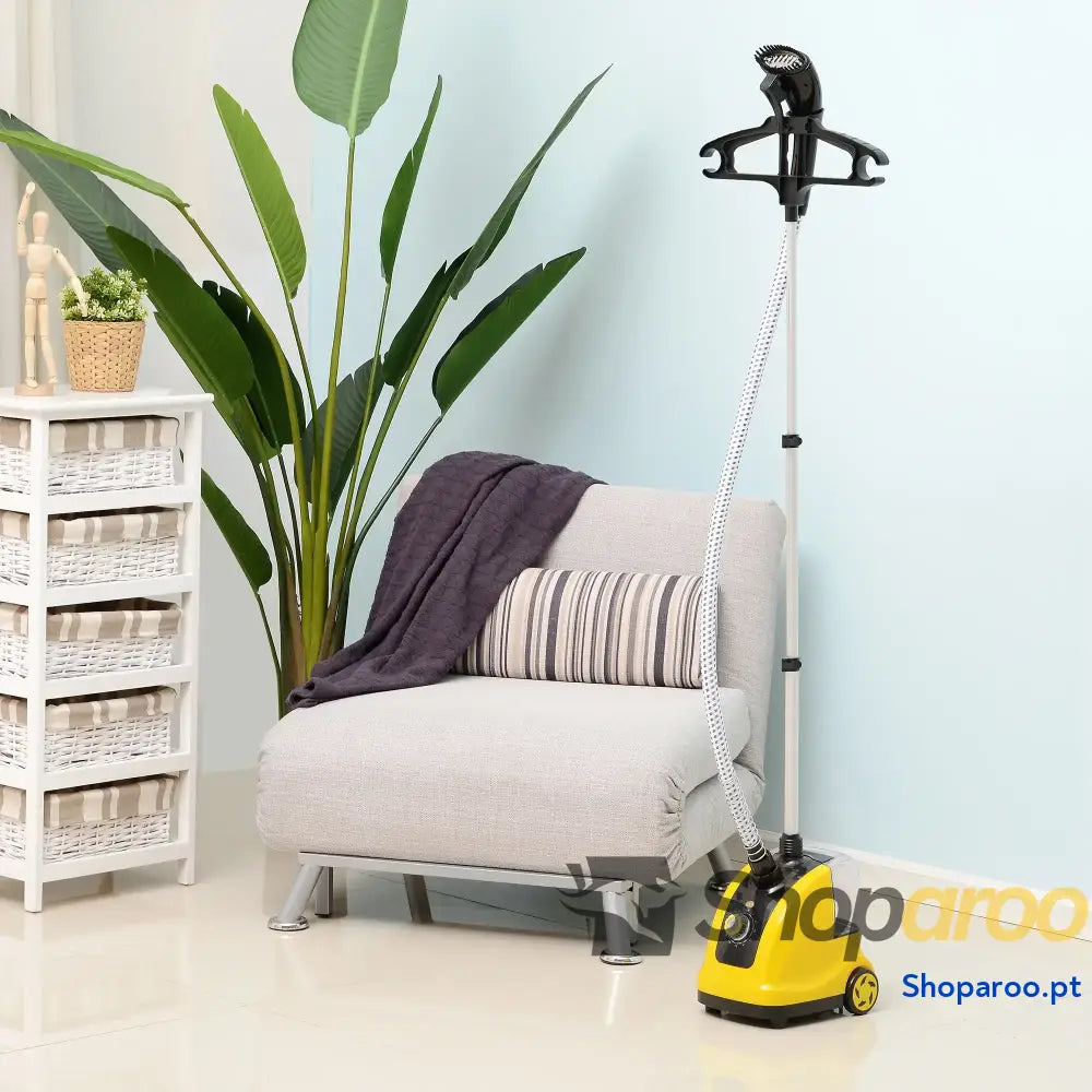 Ferro de Engomar a Vapor com Depósito 1,4L e Temperatura Ajustável em 11 Níveis 26x21,5x146cm Amarelo Preto