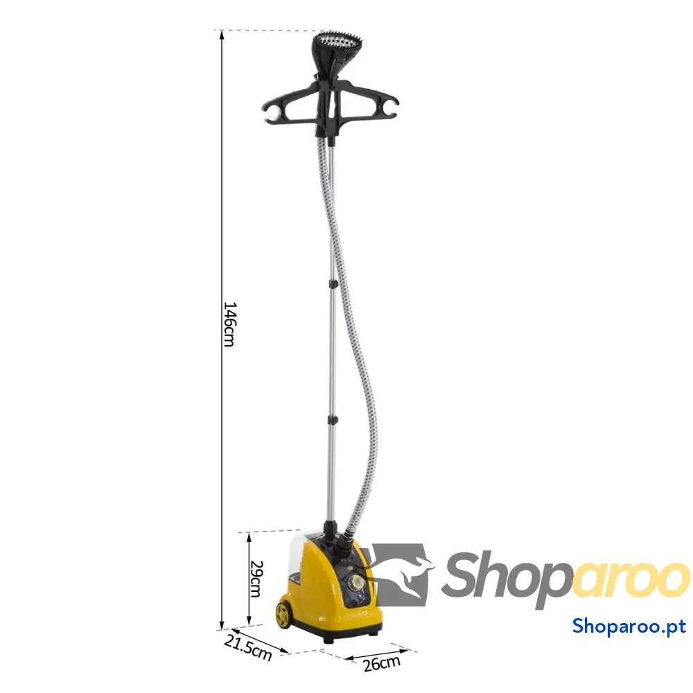 Ferro de Engomar a Vapor com Depósito 1,4L e Temperatura Ajustável em 11 Níveis 26x21,5x146cm Amarelo Preto