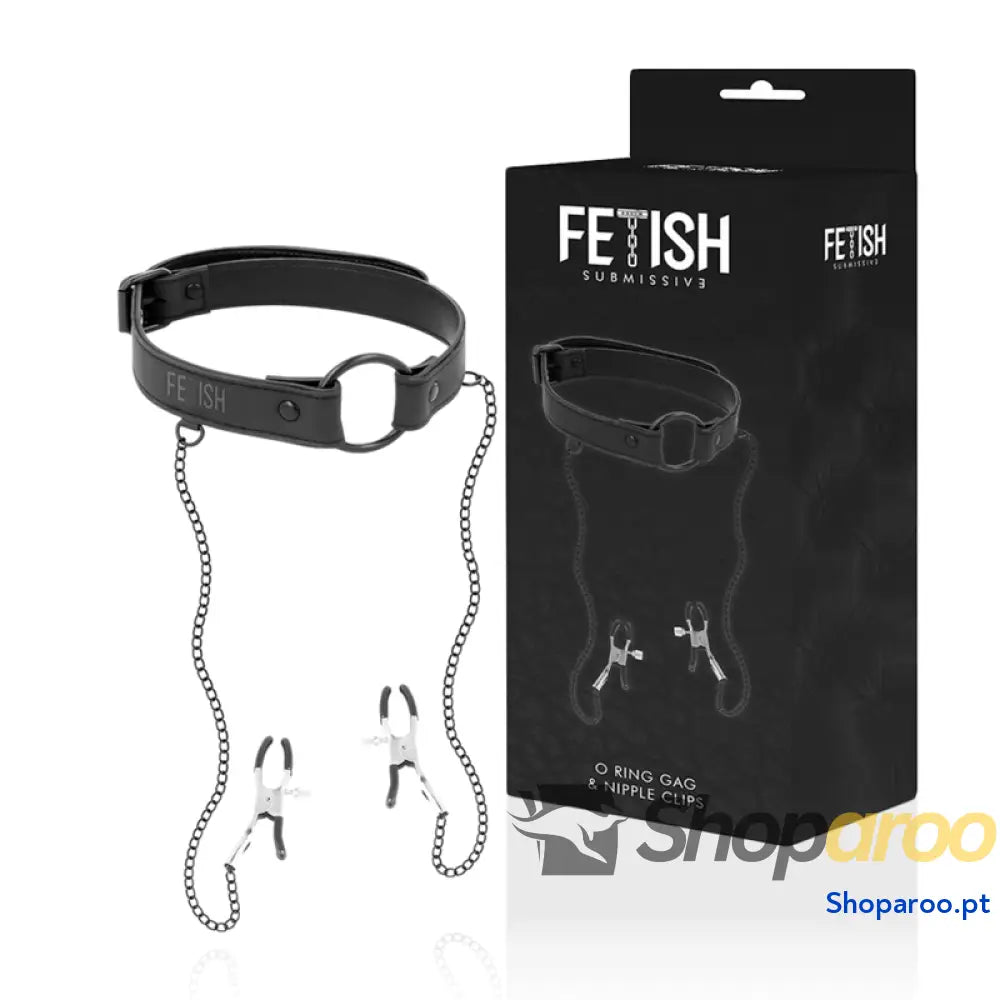 FETISH SUBMISSIVE - ANEL DE GAG COM GRAMPOS DE BICO