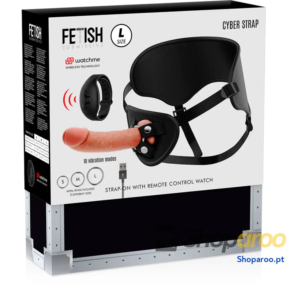 FETISH SUBMISSIVE CYBER STRAP ARNÊS COM TECNOLOGIA DILDO WATCHME L DE CONTROLE REMOTO
