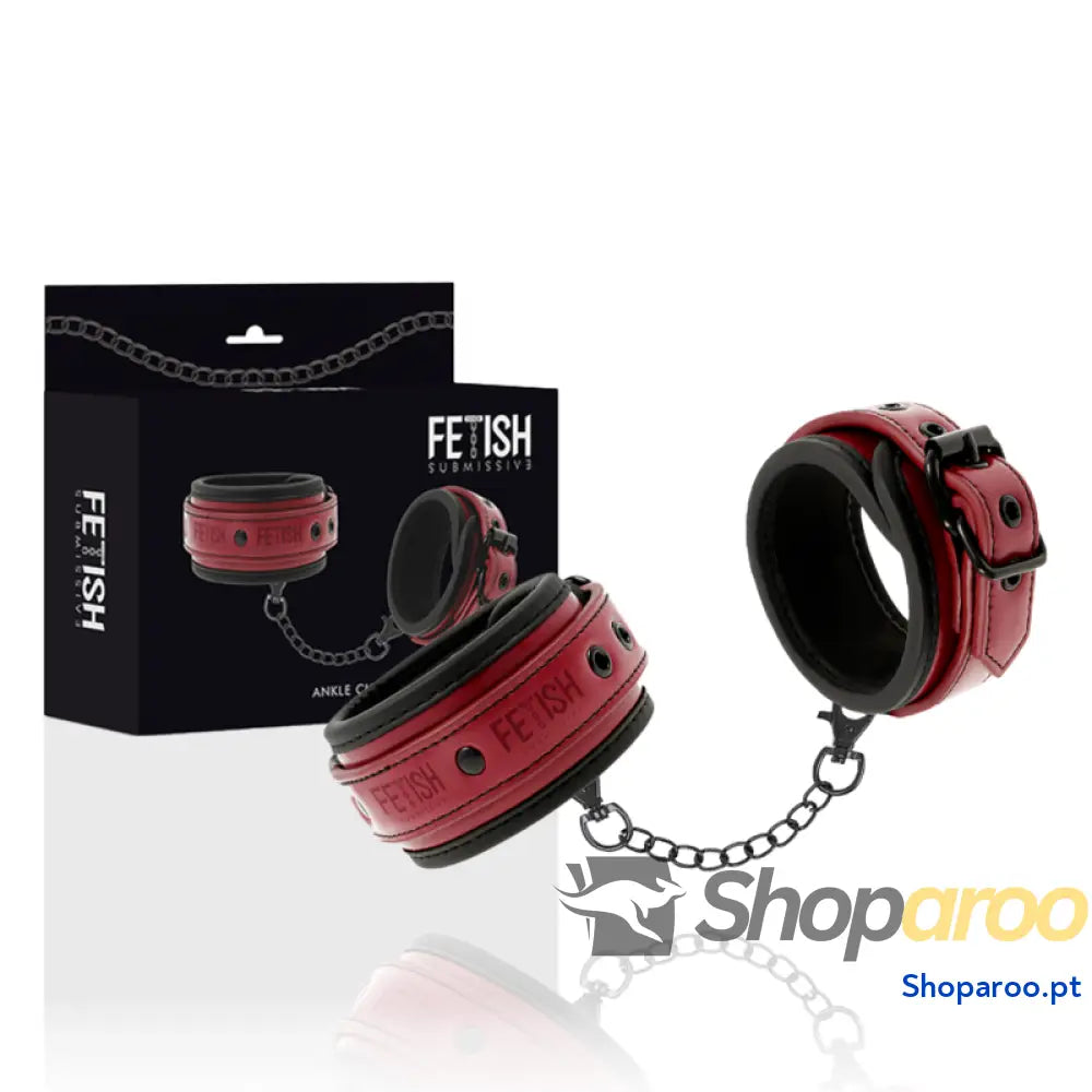 FETISH SUBMISSIVE DARK ROOM - ALGEMAS DE TORNOZELO DE COURO VEGANO COM FORRO DE NEOPRENE