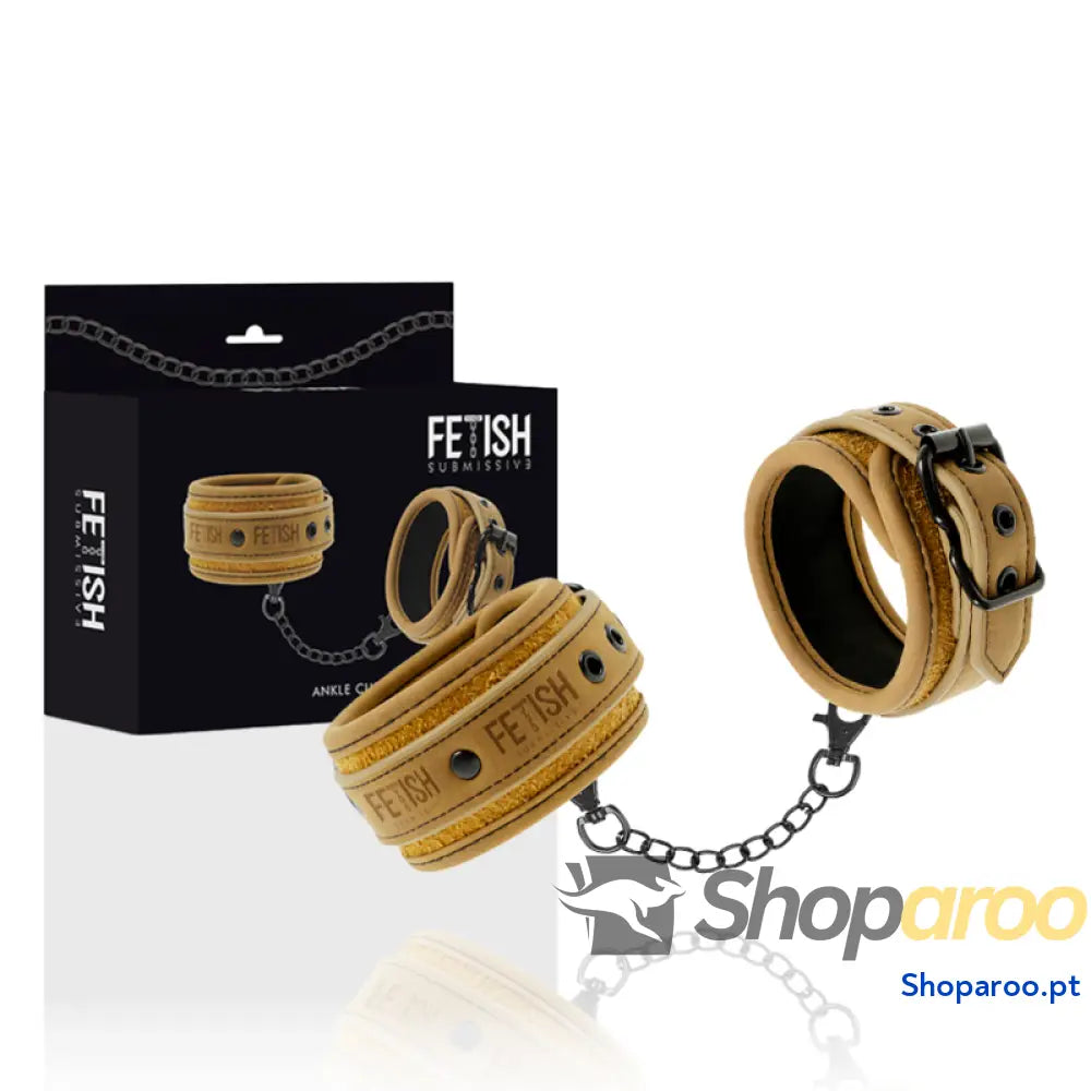 FETISH SUBMISSIVE ORIGIN - PUNHOS DE TORNOZELO DE COURO VEGANO COM FORRO DE NEOPRENE