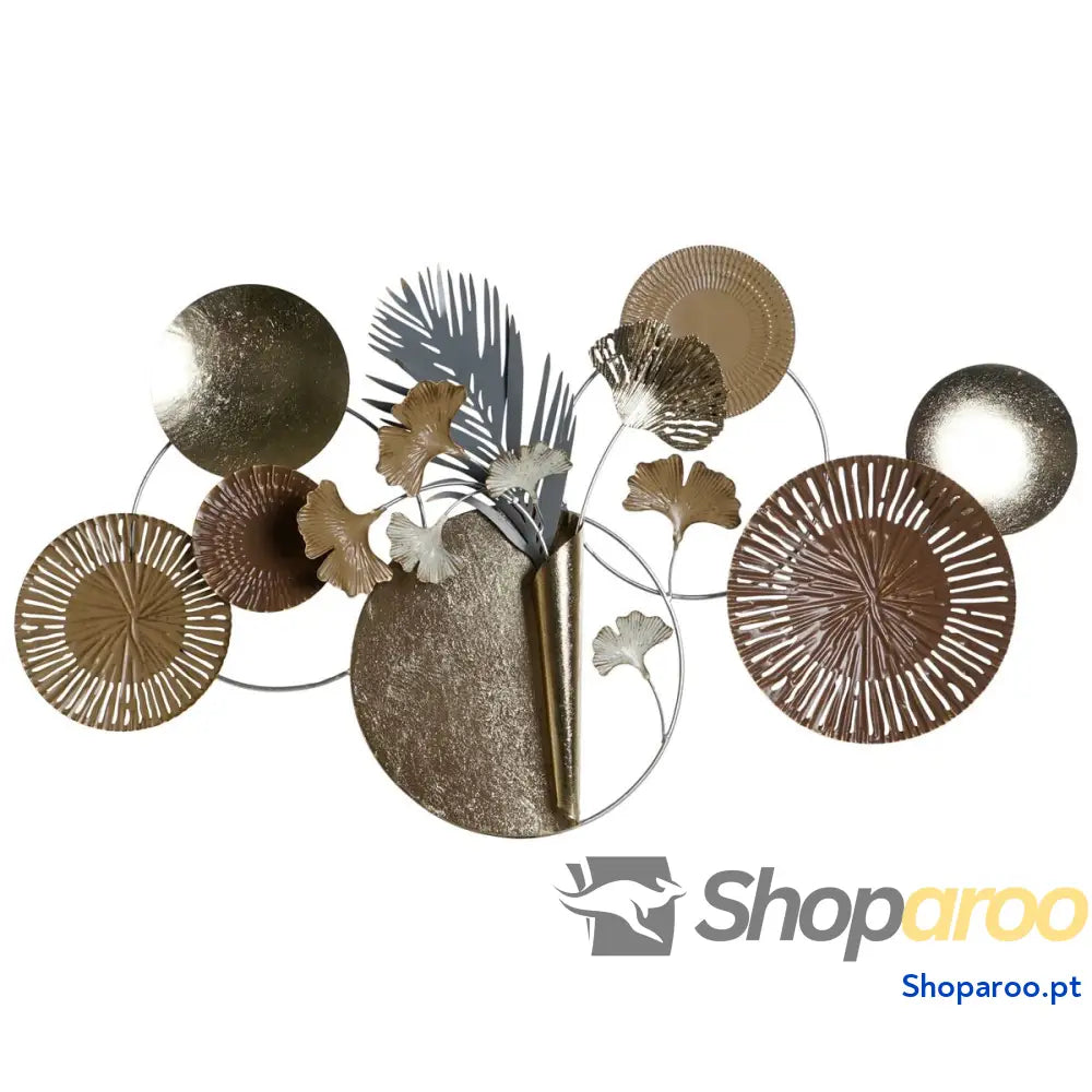 Figura Decorativa DKD Home Decor 90 x 8,3 49 cm Cinzento Dourado Cobre Círculos