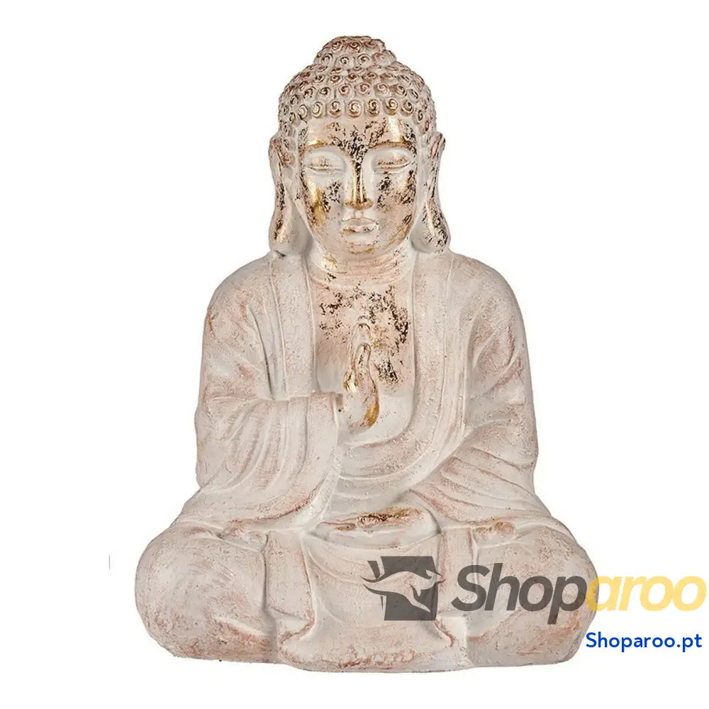 Figura Decorativa para Jardim Ibergarden CC20412 Branco Dourado Poliresina 23,5 x 49 x 36 cm Buda