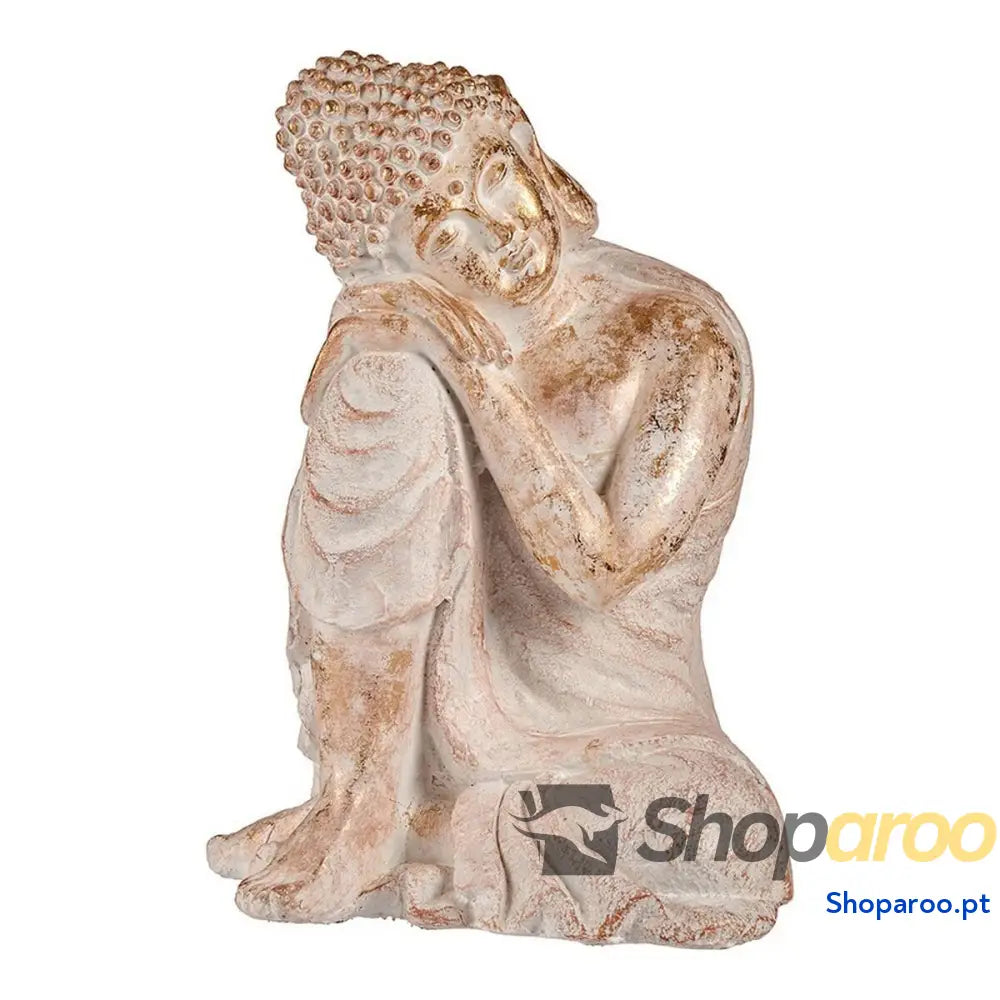 Figura Decorativa para Jardim Ibergarden CC20445 Branco Dourado Poliresina 35,5 x 54,5 x 42 cm Buda