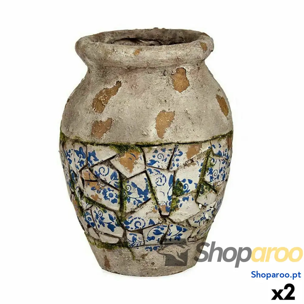 Figura Decorativa para Jardim Ibergarden ZD19006 Poliresina Vaso 25 x 32,5 x 25 cm (2 Unidades)
