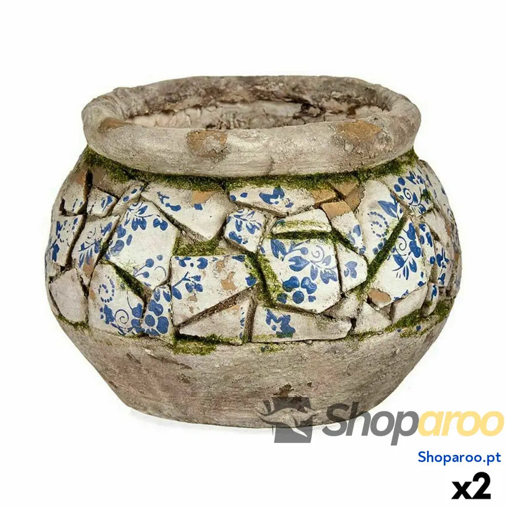 Figura Decorativa para Jardim Ibergarden ZD19021 Poliresina Vaso 28 x 19,5 x 28 cm (2 Unidades)