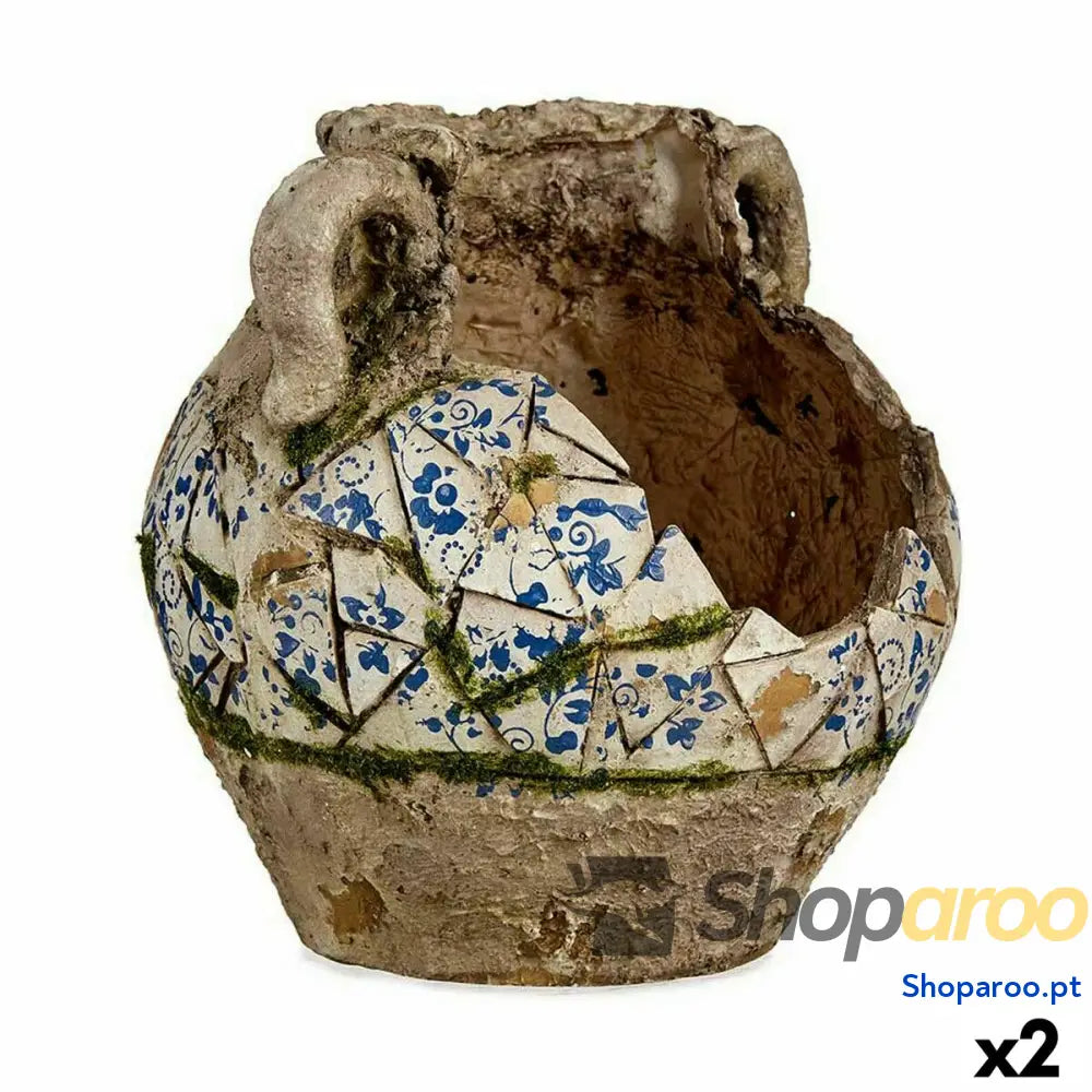 Figura Decorativa para Jardim Ibergarden ZD19022 Poliresina Vaso 28,5 x 28 x 28,5 cm (2 Unidades)