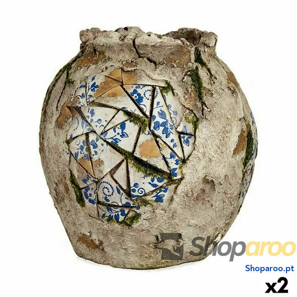 Figura Decorativa para Jardim Ibergarden ZD19026 Poliresina Vaso 27 x 27 x 27 cm (2 Unidades)