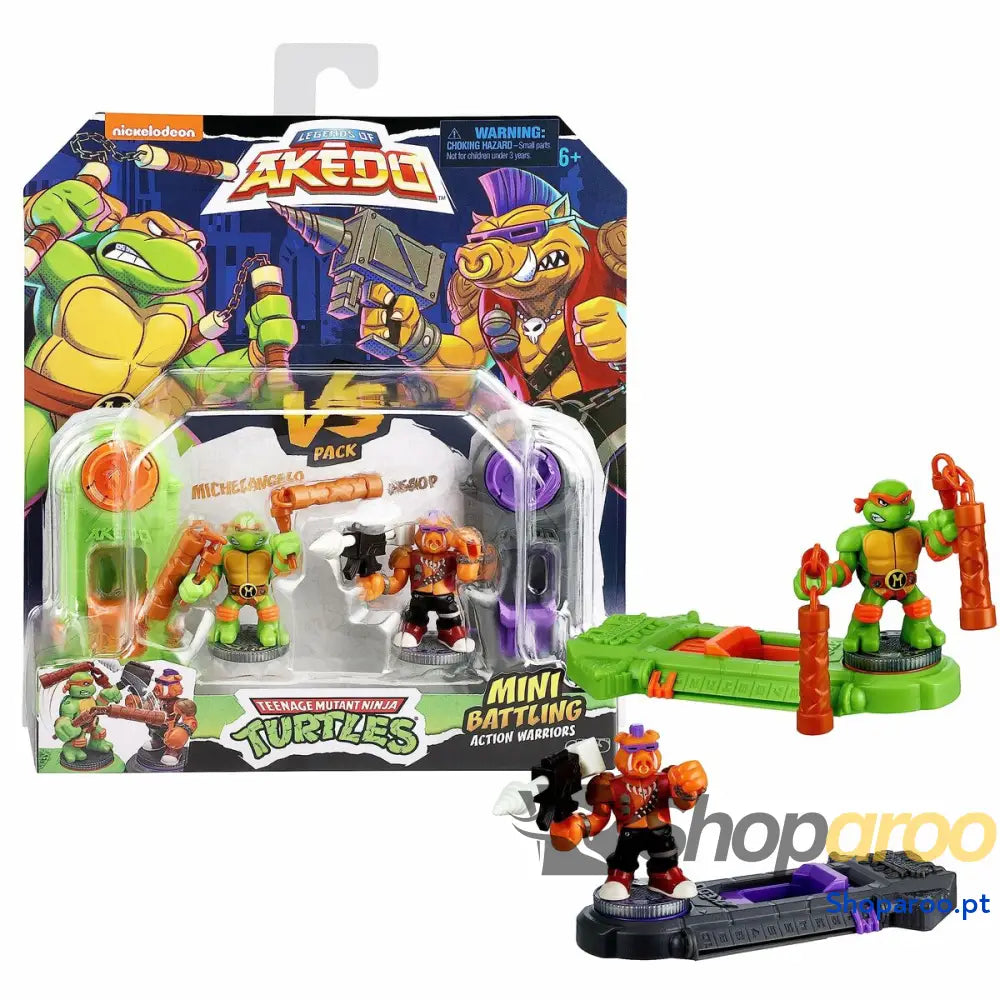 Figuras de combate Teenage Mutant Ninja Turtles Legends of Akedo: Michelangelo vs Evil Bepop