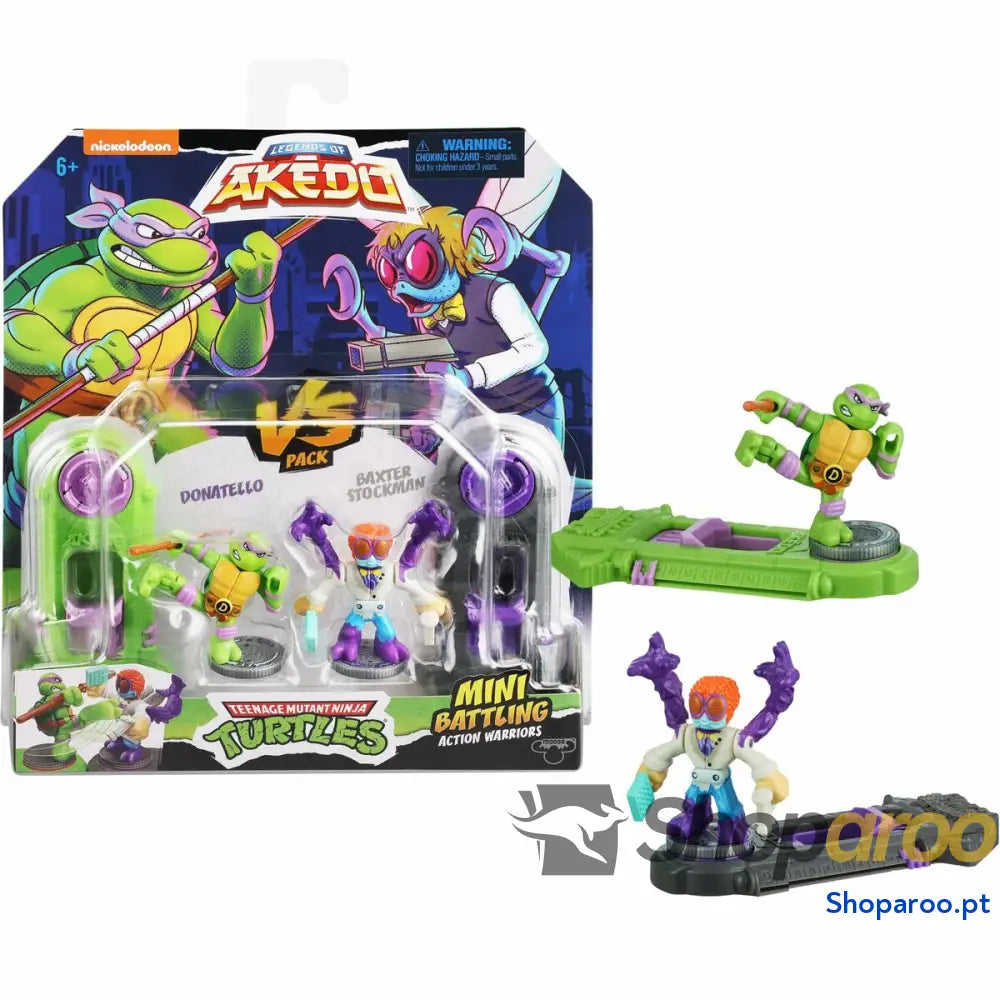 Figuras de combate Teenage Mutant Ninja Turtles Legends of Akedo: Donatello vs Baxter Stockman