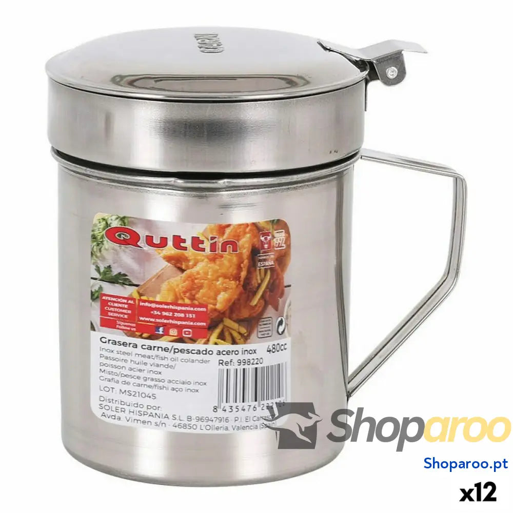 Filtro para Gordura de Carne ou Peixe Quttin 52833 13 x 9,5 x 12 cm Aço inoxidável (12 Unidades)