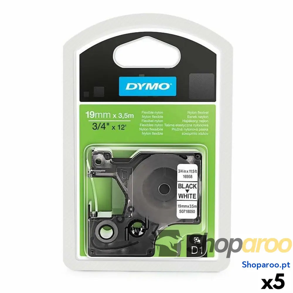 Fita de transferência térmica Dymo D1 16958 Branco Preto 19 mm x 3,5 m (5 Unidades)