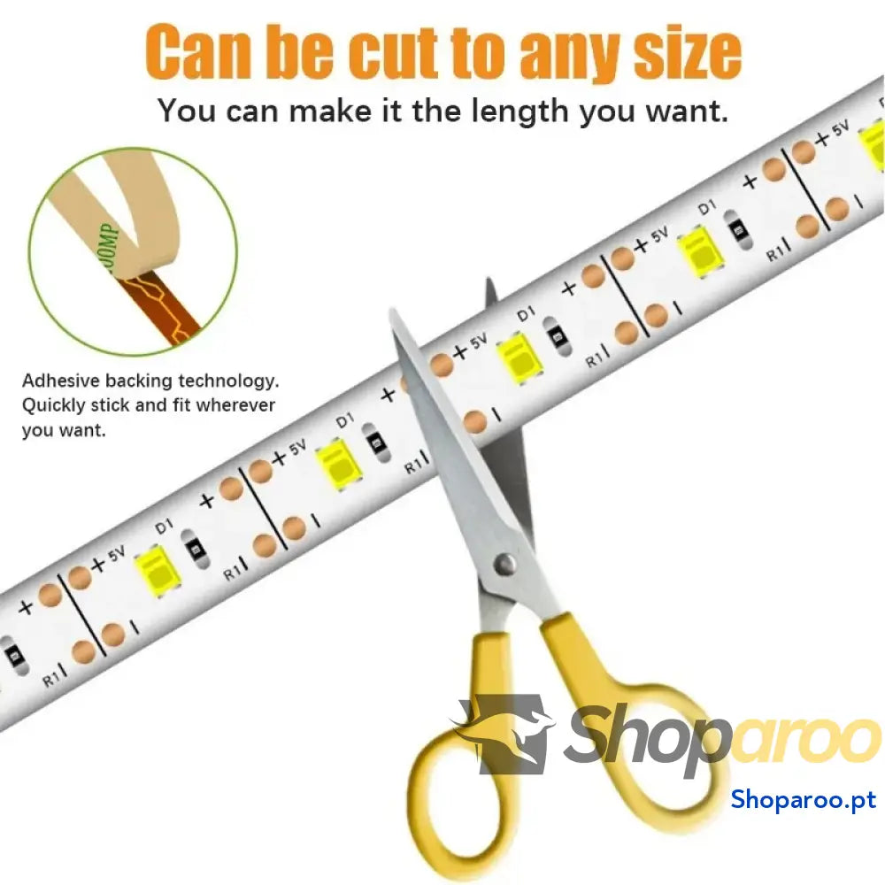 Fita LED com Sensor de Movimento USB Luz SMD para Armário e TV