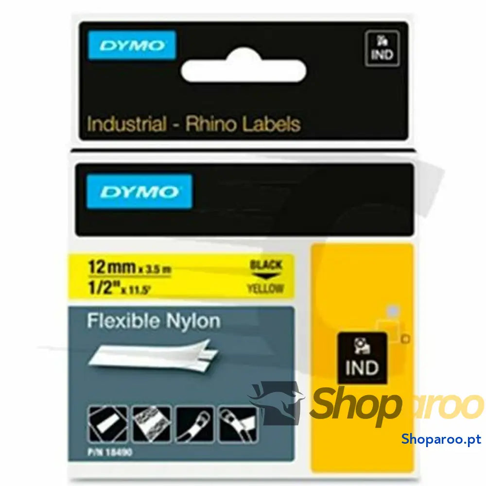 Fita Magnética Dymo Nylon Flexible IND Multicolor Preto/Amarelo