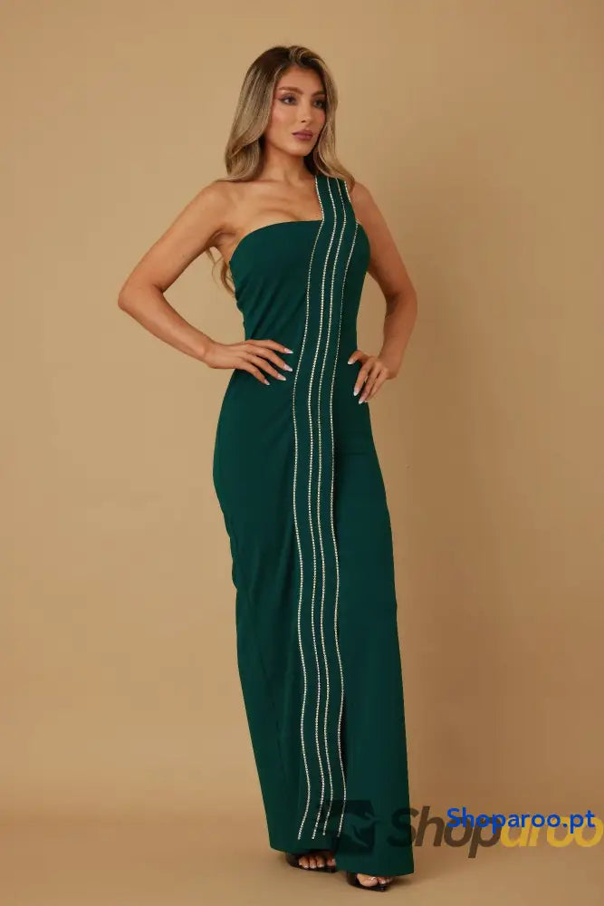 Flap Rhinestone Edge Jumpsuit