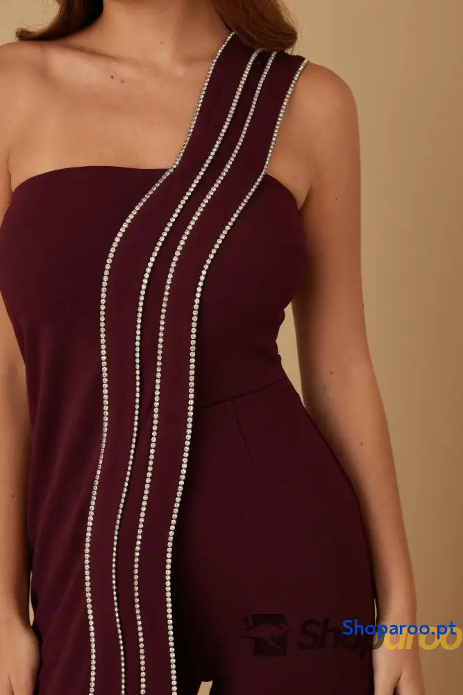 Flap Rhinestone Edge Jumpsuit