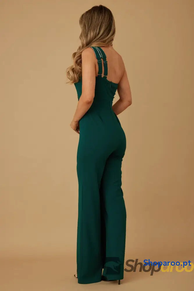 Flap Rhinestone Edge Jumpsuit