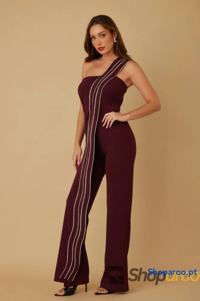 Flap Rhinestone Edge Jumpsuit