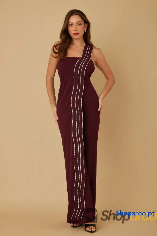 Flap Rhinestone Edge Jumpsuit