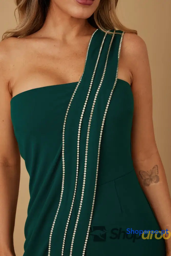 Flap Rhinestone Edge Jumpsuit