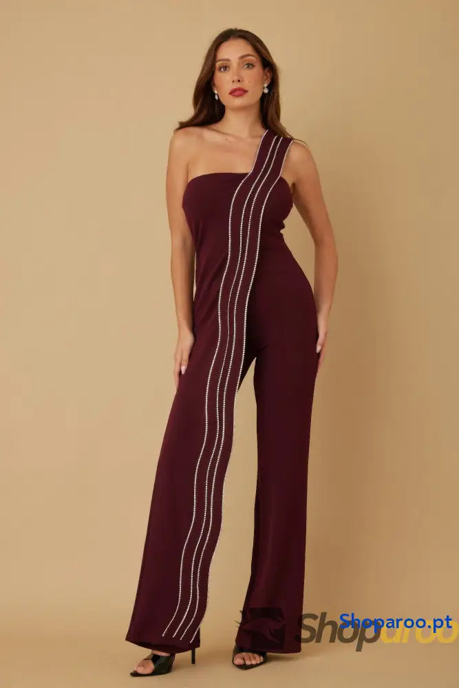 Flap Rhinestone Edge Jumpsuit