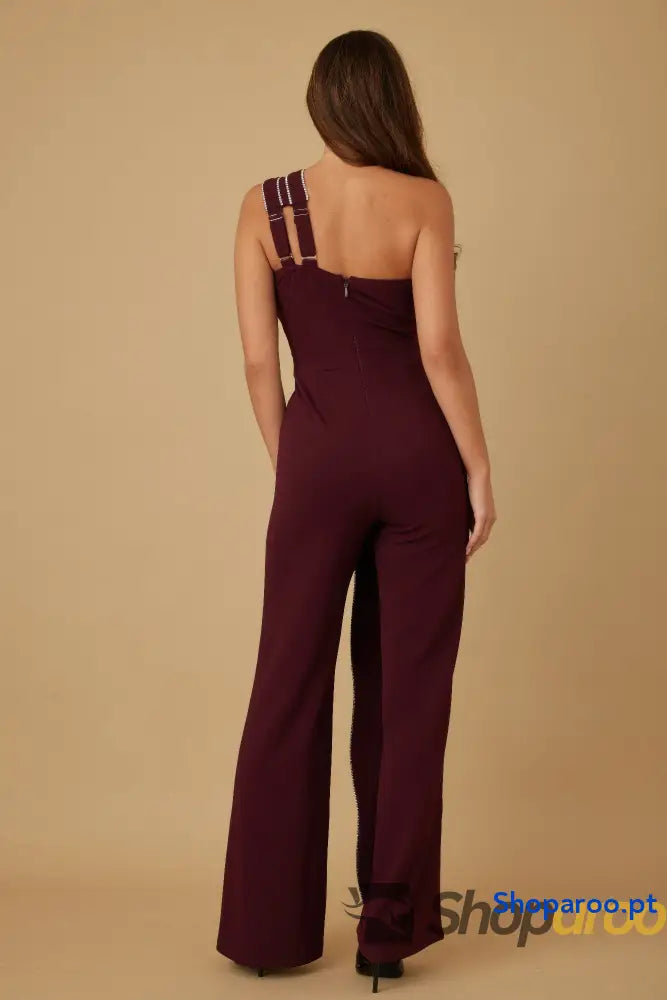 Flap Rhinestone Edge Jumpsuit