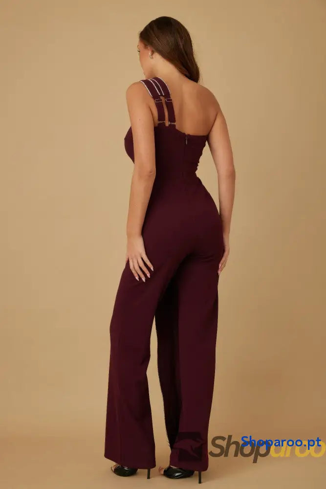 Flap Rhinestone Edge Jumpsuit