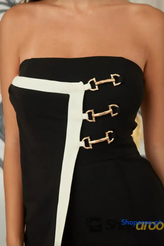 Flap Strapless Chain Jumpsuit