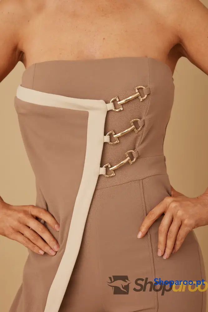 Flap Strapless Chain Jumpsuit