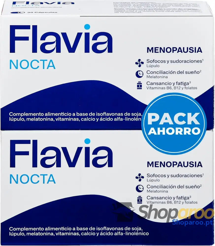 FLAVIA Nocta 2 unidades x 30 comprimidos alivia os sintomas da menopausa isoflavonas de soja e melatonina melhora