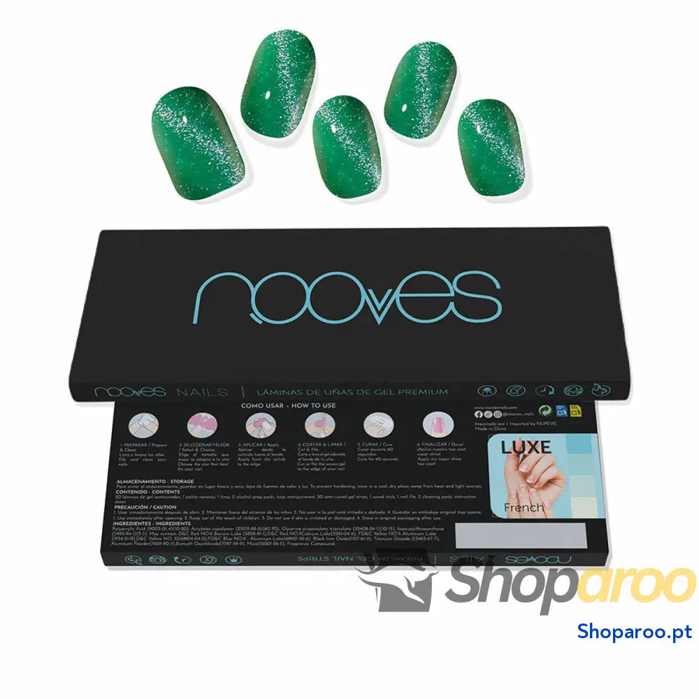 Folhas de unhas de gel Nooves Cat eye green (20 Unidades)