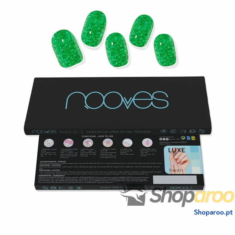 Folhas de unhas de gel Nooves Glitter green (20 Unidades)
