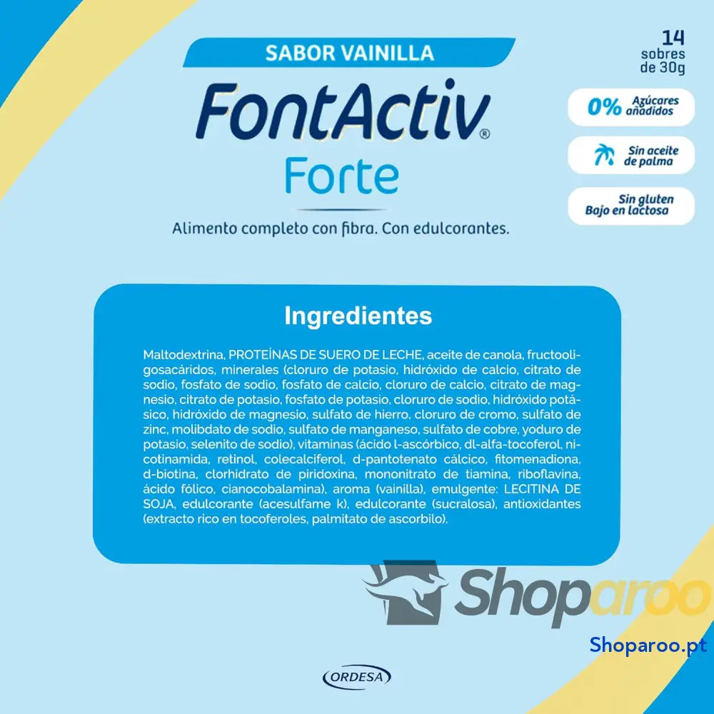 FontActiv Forte baunilha | 800 g | Suplemento nutricional com fibra para adultos % açúcares adicionados