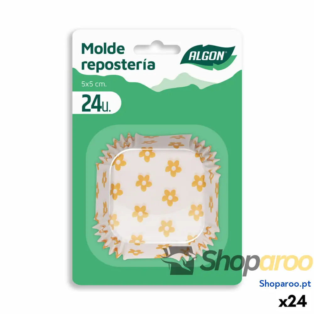 Forma para Queques Algon Flor Amarela Descartáveis (24 Peças) Unidades)