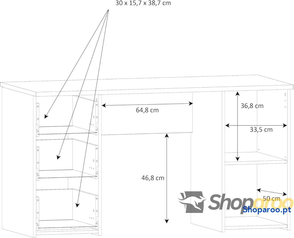 Forte NET307 Escritorio con 1 Puerta y 3 cajones Madera de Roble Sonoma Blanco 138 x 75 60 cm