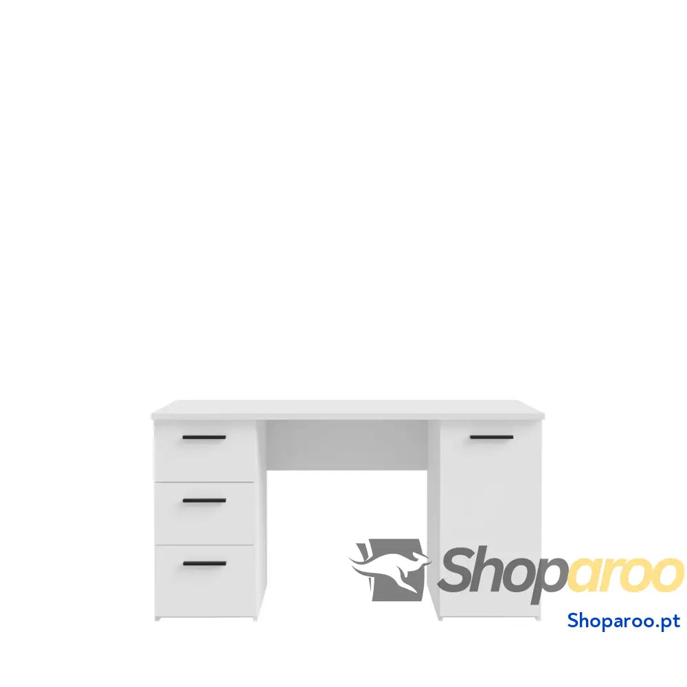 Forte NET307 Escritorio con 1 Puerta y 3 cajones Madera de Roble Sonoma Blanco 138 x 75 60 cm