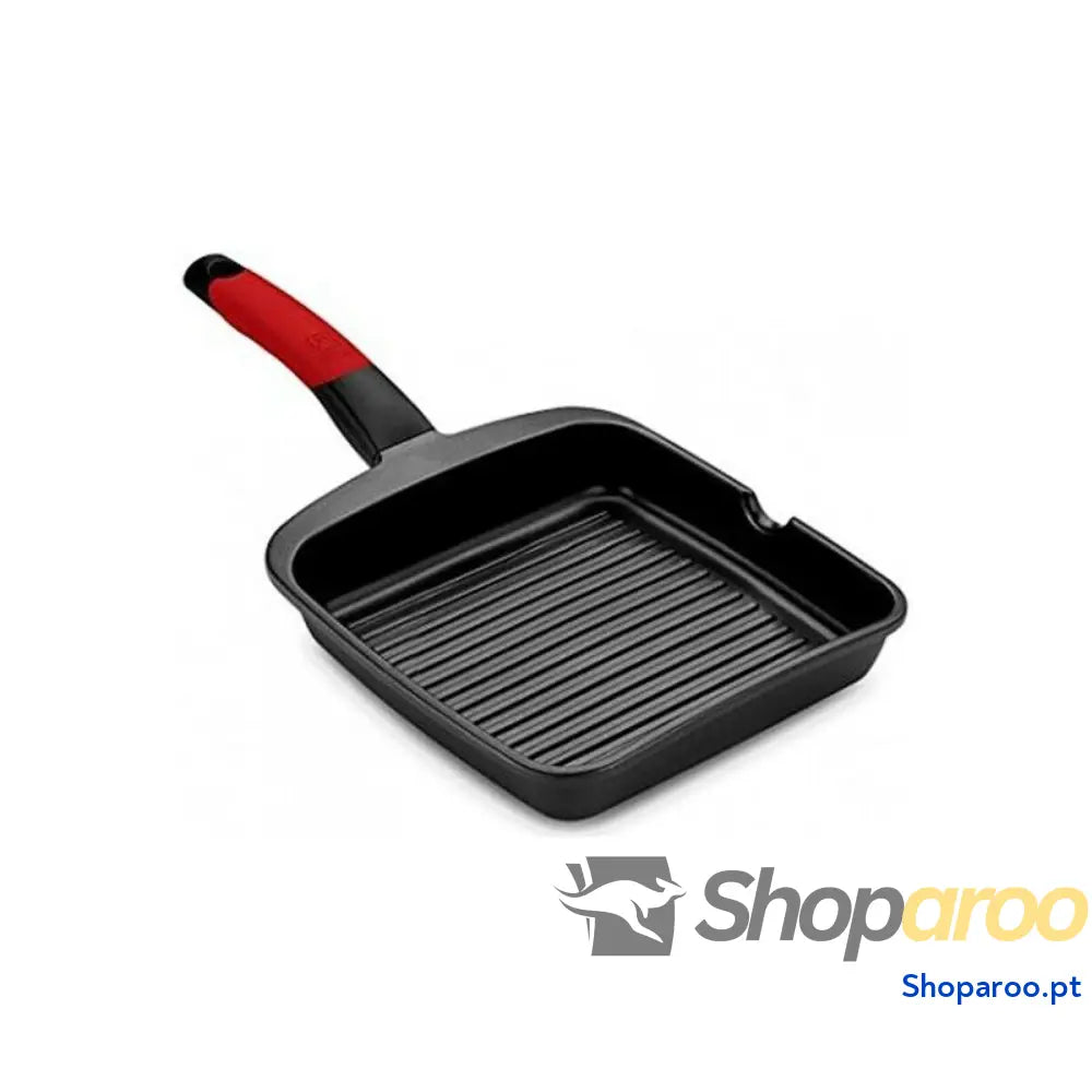 Frigideira Assadora com Riscas BRA A411428 Preto Vermelho Silicone Alumínio