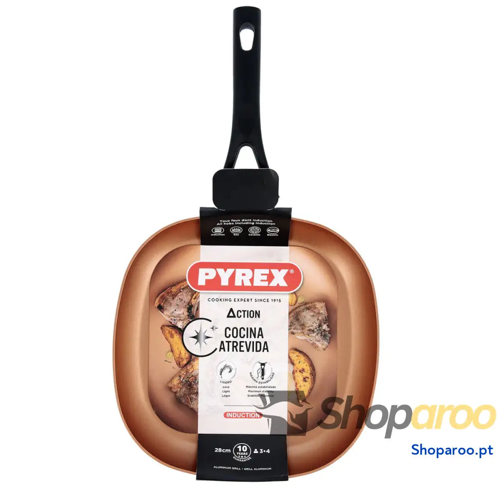 Frigideira Assadora Lisa Pyrex Action Quadrado Metal Ø 28 cm