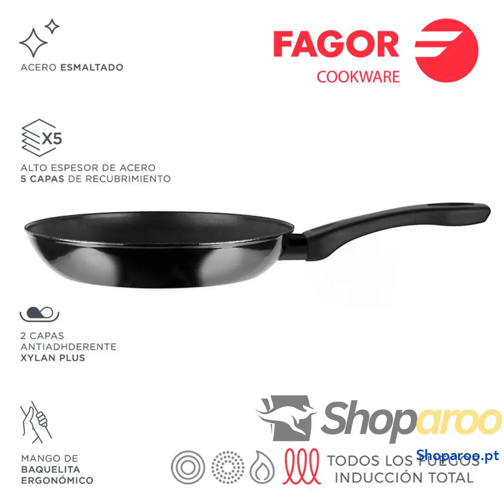 Frigideira FAGOR Indutherm Preto Aço Esmaltado (Ø 26 cm)