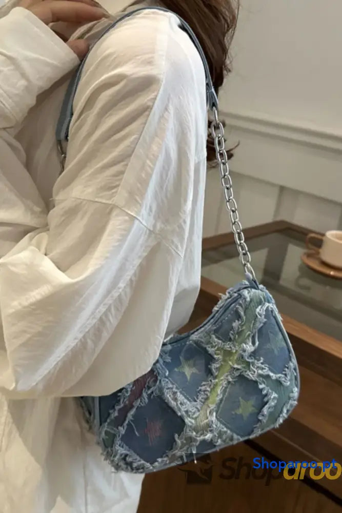 Fringe Star Print Shoulder Bag