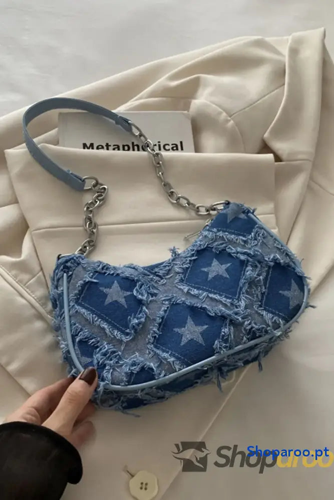 Fringe Star Print Shoulder Bag