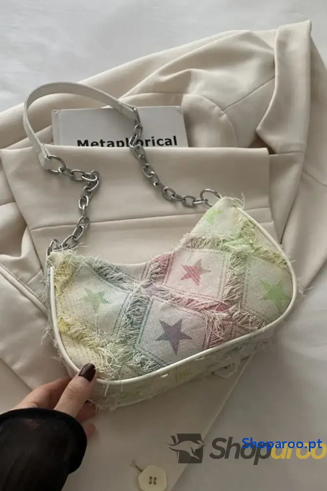 Fringe Star Print Shoulder Bag