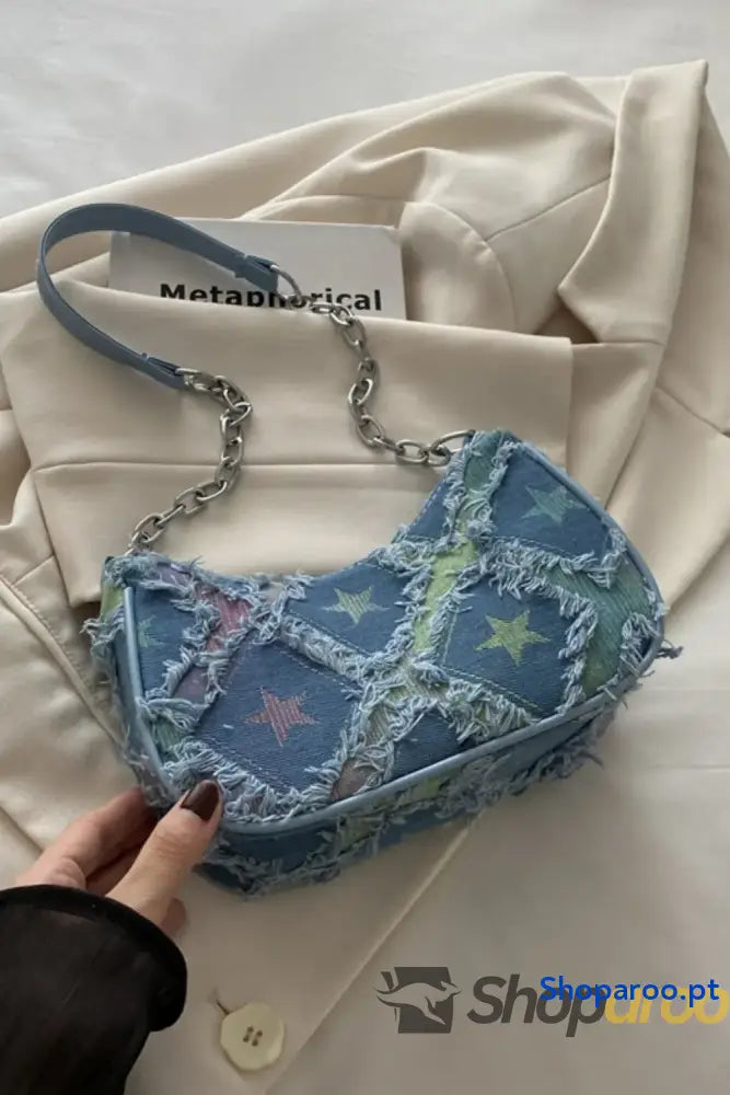 Fringe Star Print Shoulder Bag