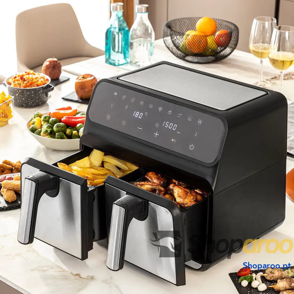 Fritadeira de Ar InnovaGoods Fryinn Double 8000 Preto 3400 W 8 L Aço inoxidável