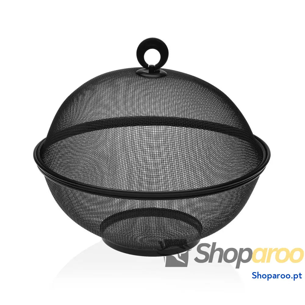 Fruteira Versa Preto Com tampa Metal Aço (28 x 28 cm)
